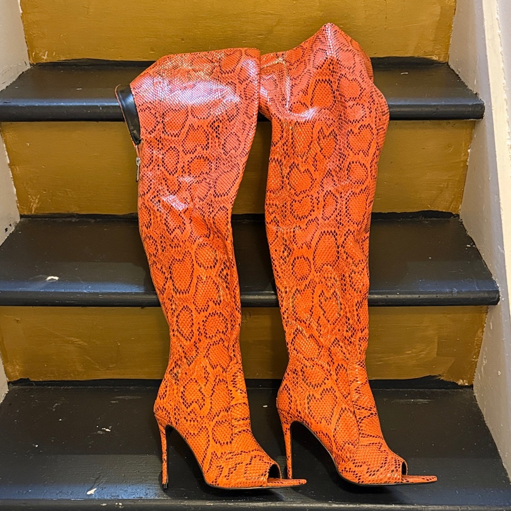 Over-the-Knee Snake Print Boots - Picture 2 of 10